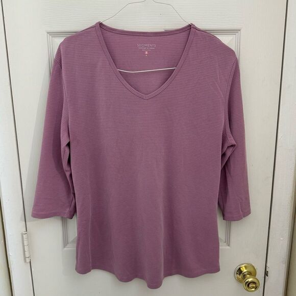 Seg’Ments Women’s Baselayer Size Large Purple Cropped Sleeve V Neck Hiking - Picture 1 of 4